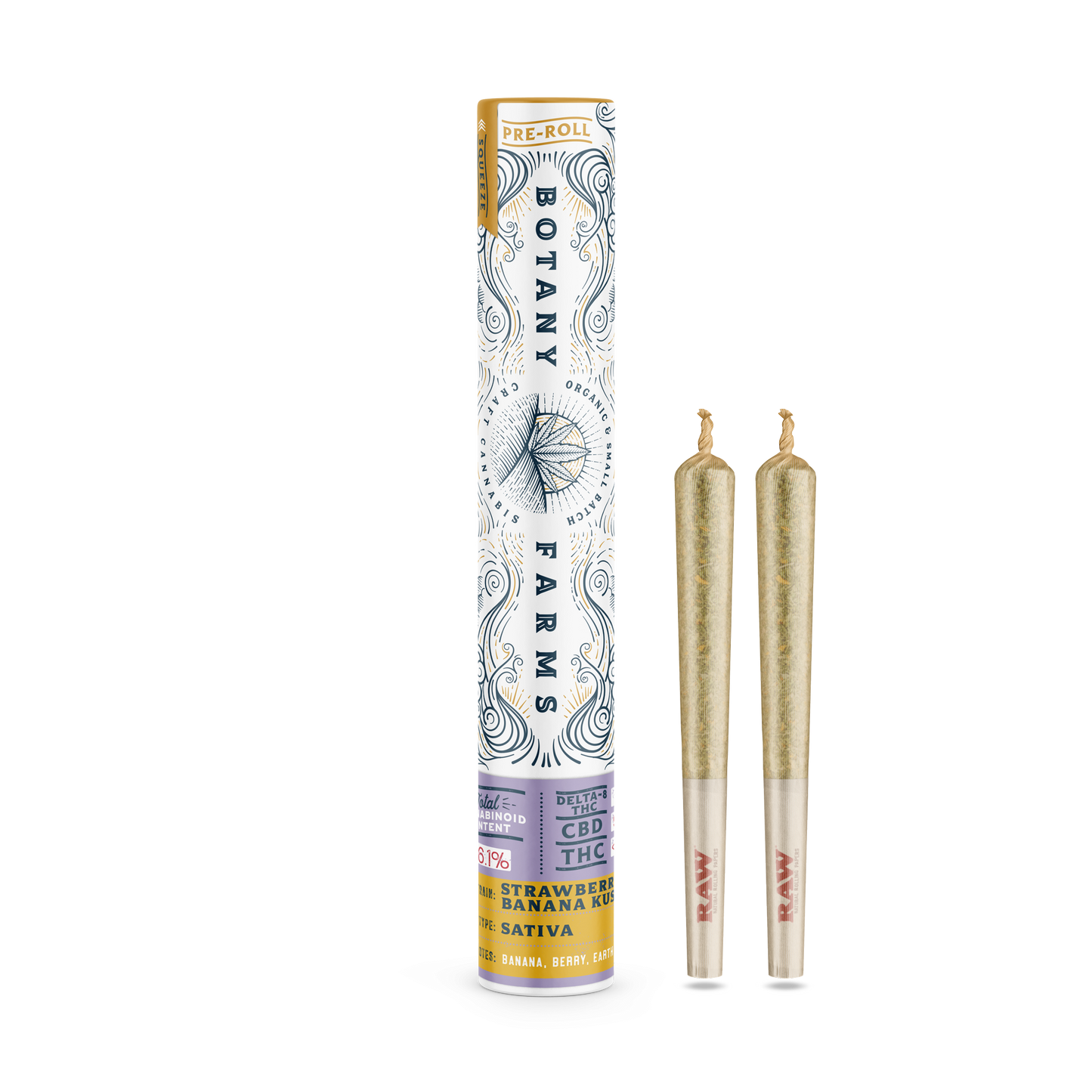 Delta-8 Strawberry Banana Kush Pre-Roll (2 Half Grams) from Botany Farms