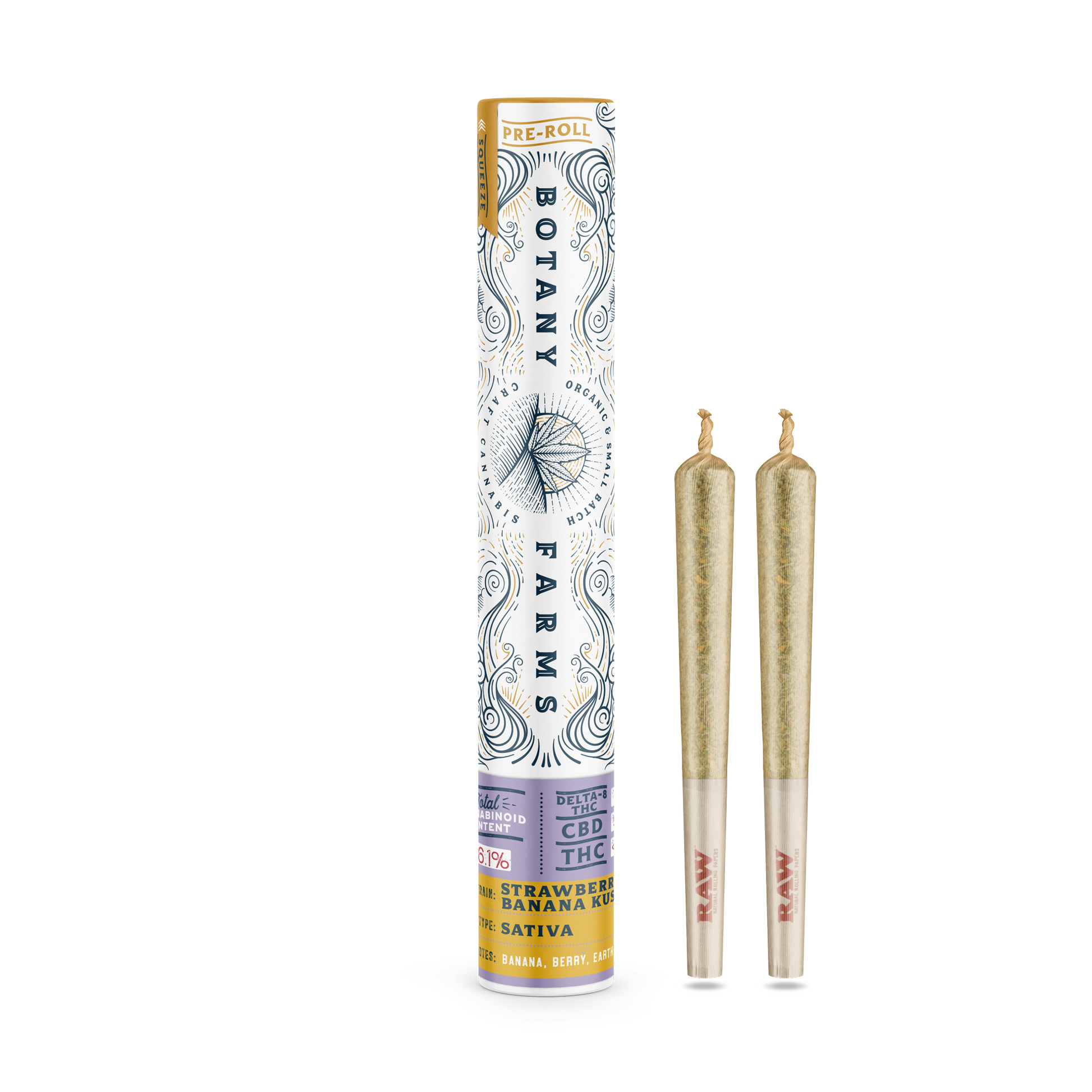 Delta-8 Strawberry Banana Kush Pre-Roll (2 Half Grams) from Botany Farms